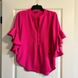 Vince Camuto Hot Pink Ruffle Sleeve Blouse